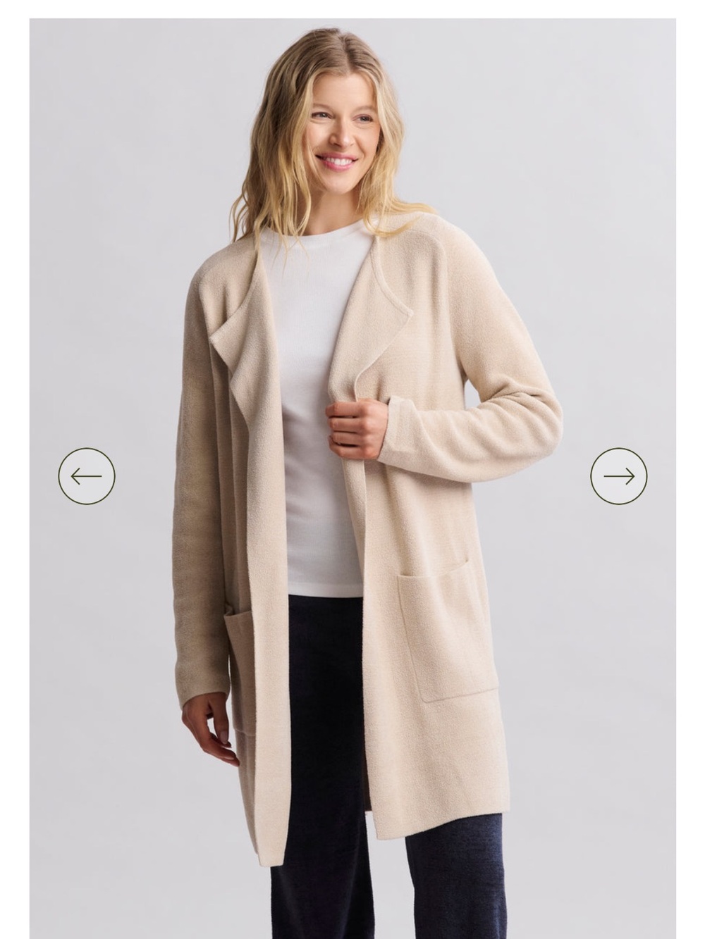 Barefoot Dreams Open-Front Long Cardigan – Cream